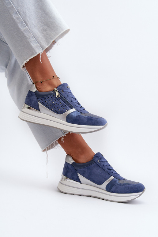Sneakers modeļa apavi ar platformu INBLU IN000372 Zilas krāsas Sneakers modeļa apavi ar platformu INBLU IN000372 Zilas krāsas