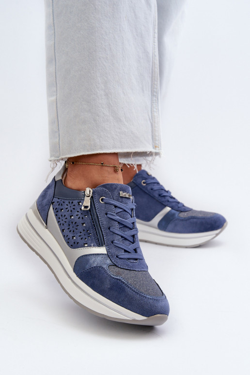 Sneakers modeļa apavi ar platformu INBLU IN000372 Zilas krāsas Sneakers modeļa apavi ar platformu INBLU IN000372 Zilas krāsas