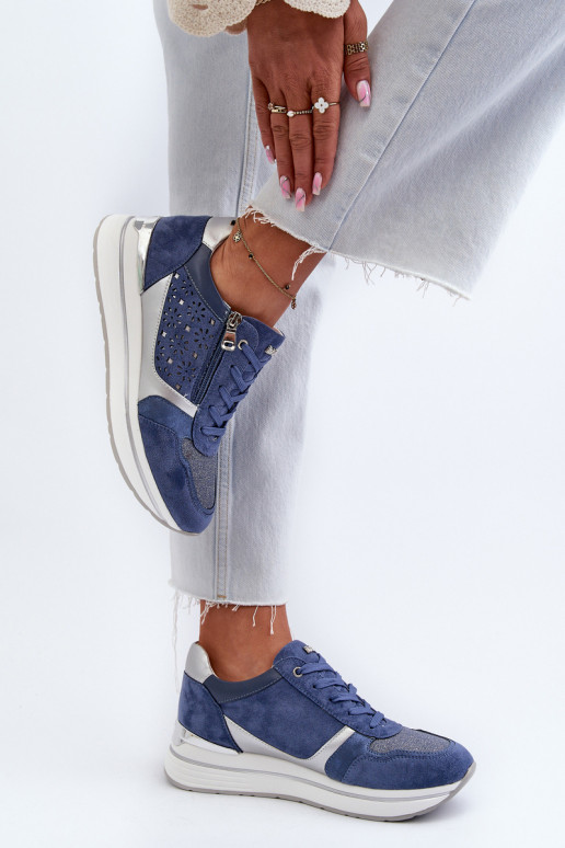 Sneakers modeļa apavi ar platformu INBLU IN000372 Zilas krāsas Sneakers modeļa apavi ar platformu INBLU IN000372 Zilas krāsas