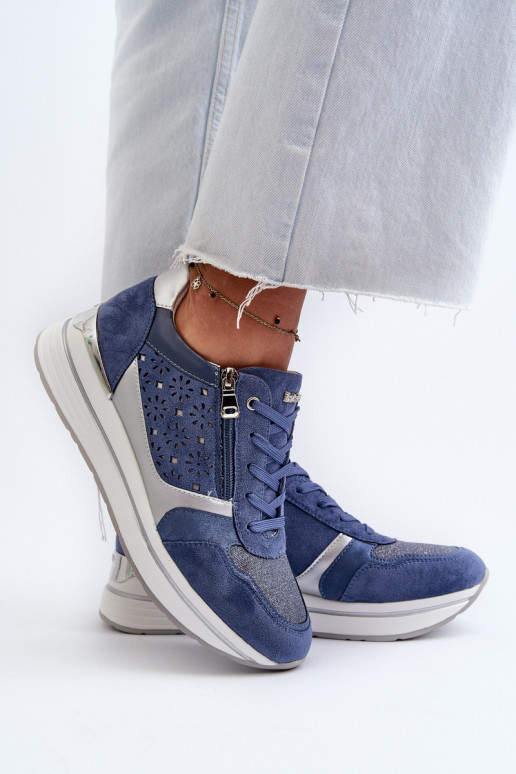 Sneakers modeļa apavi ar platformu INBLU IN000372 Zilas krāsas Sneakers modeļa apavi ar platformu INBLU IN000372 Zilas krāsas