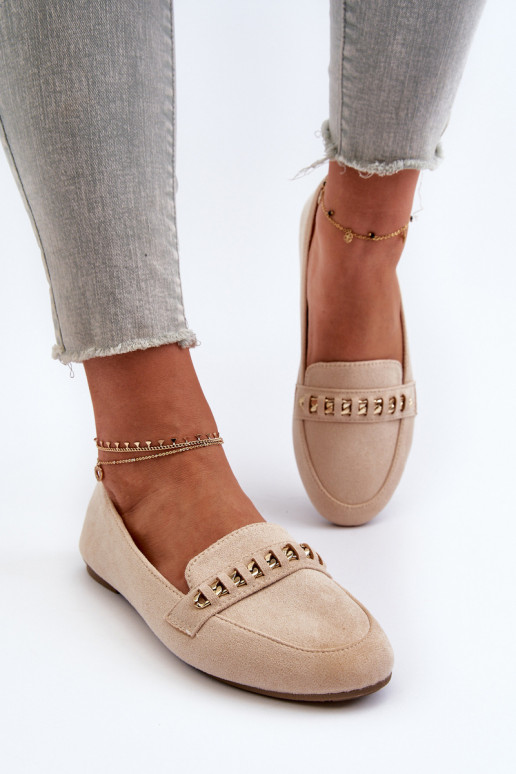 Spīdīgi mokasīni smilšu krāsas Aredilla