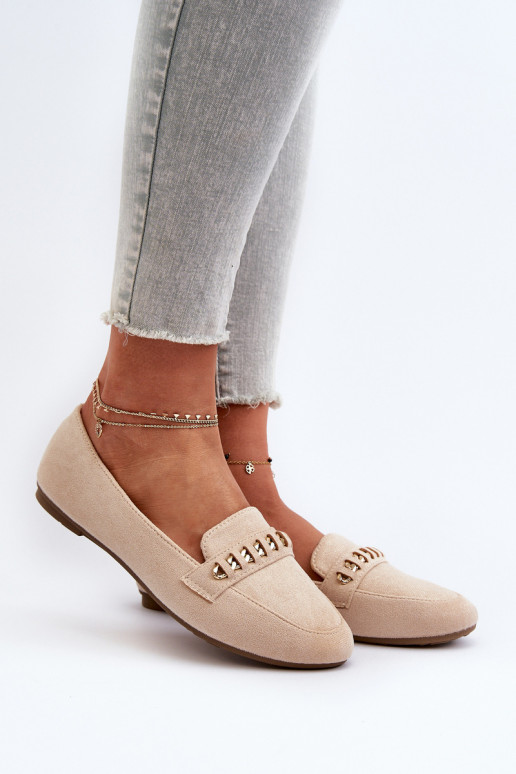 Spīdīgi mokasīni smilšu krāsas Aredilla