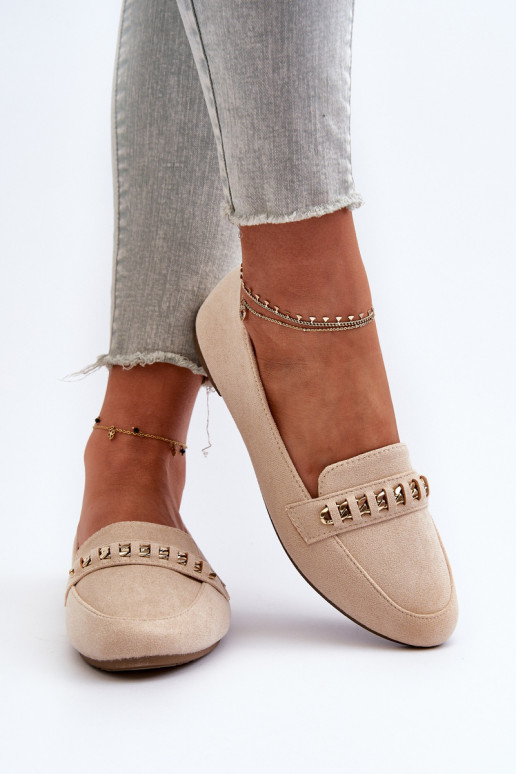 Spīdīgi mokasīni smilšu krāsas Aredilla