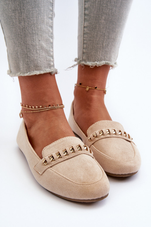 Spīdīgi mokasīni smilšu krāsas Aredilla