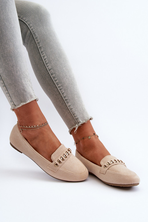 Spīdīgi mokasīni smilšu krāsas Aredilla