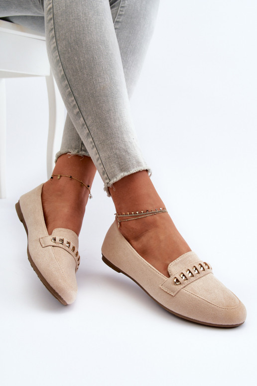 Spīdīgi mokasīni smilšu krāsas Aredilla