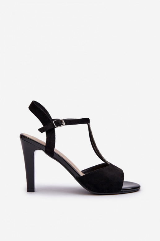 Sieviešu basenes ar papēdi Ze Zdobionymi Paskami Sergio Leone SK924 Melns