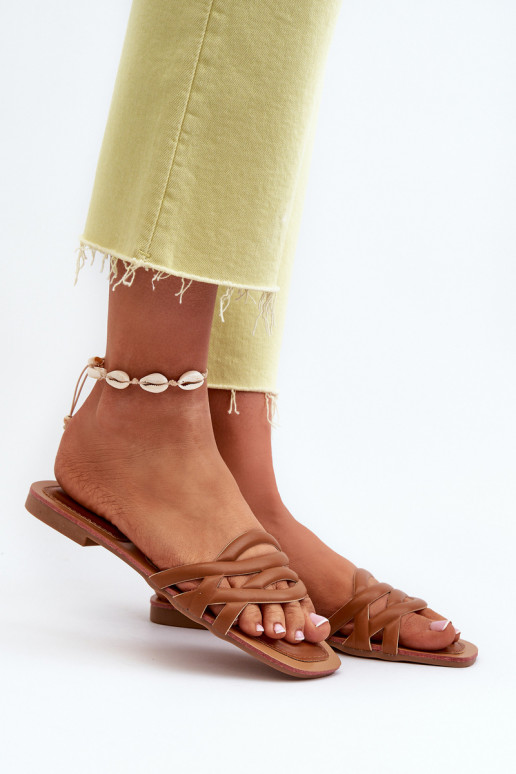 sieviešu čības Eko   ar platiem papēžiem brūnas krāsas Moldela