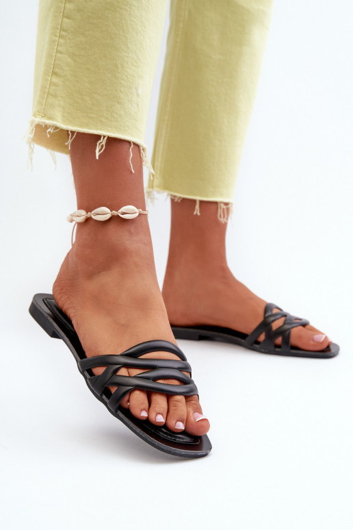 sieviešu čības Eko   ar platiem papēžiem Melns Moldela