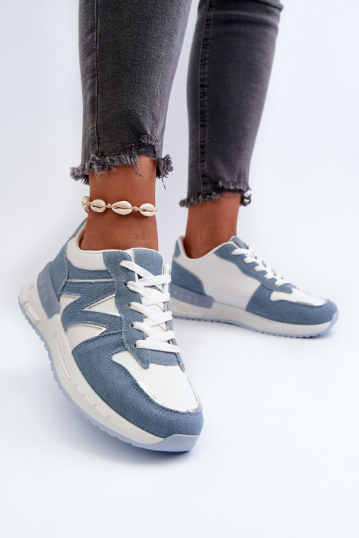 Džinsa auduma Sneakers modeļa apavi no eko ādas Zilas krāsas Kaimans