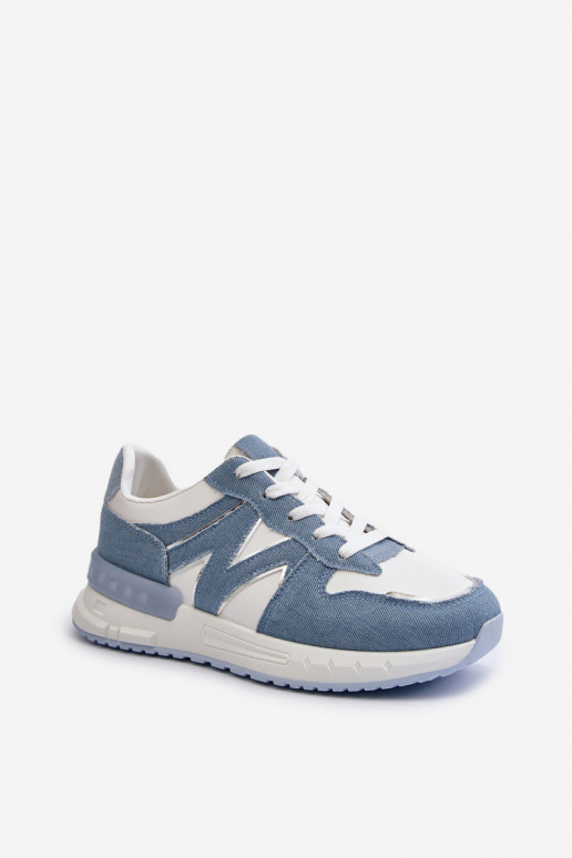 Džinsa auduma Sneakers modeļa apavi no eko ādas Zilas krāsas Kaimans