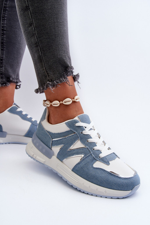 Džinsa auduma Sneakers modeļa apavi no eko ādas Zilas krāsas Kaimans