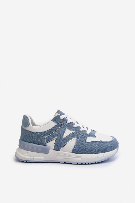 Džinsa auduma Sneakers modeļa apavi no eko ādas Zilas krāsas Kaimans