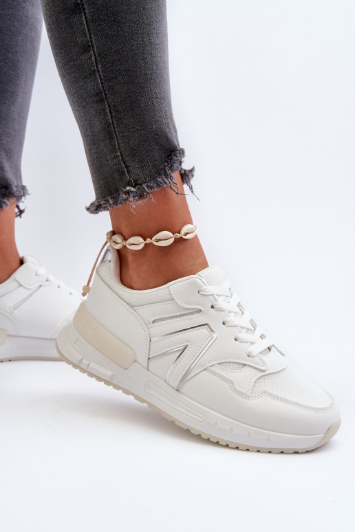Sneakers modeļa apavi no eko ādas baltas krāsas Vinelli