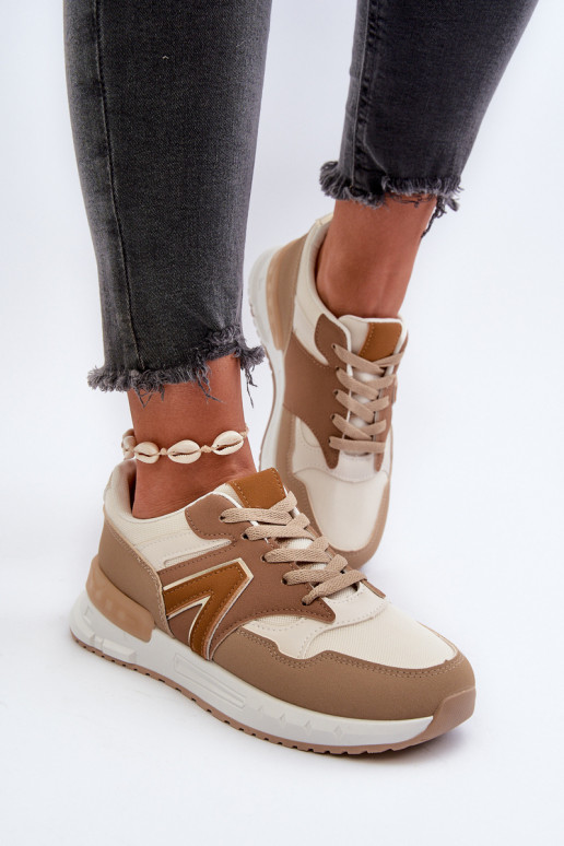 Sneakers modeļa apavi no eko ādas brūnas krāsas Vinelli