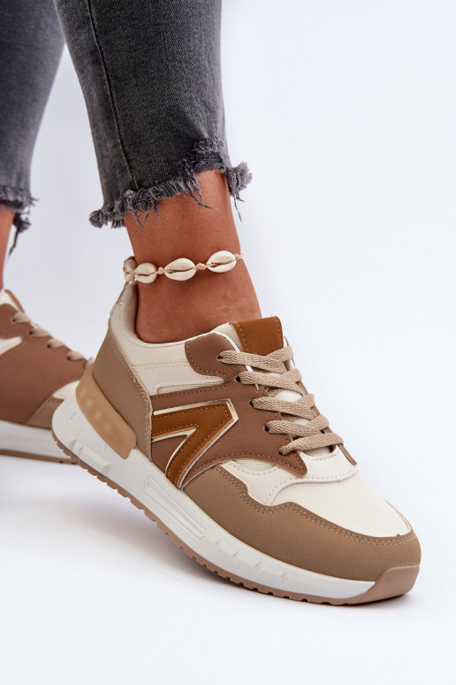 Sneakers modeļa apavi no eko ādas brūnas krāsas Vinelli