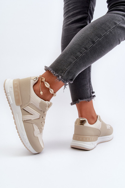 Sneakers modeļa apavi no eko ādas smilšu krāsas Vinelli
