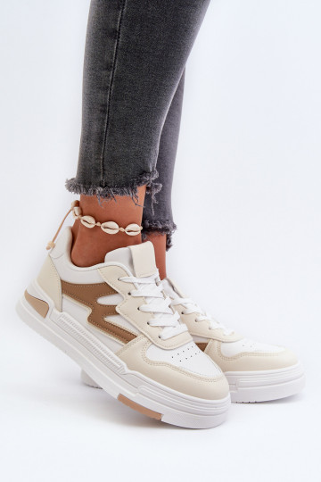 Sneakers modeļa apavi ar platformu no eko ādas smilšu krāsas Lynnette