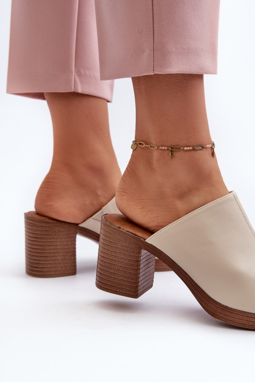 Eleganta stila  sieviešu čības ar papēdi smilšu krāsas Varnila