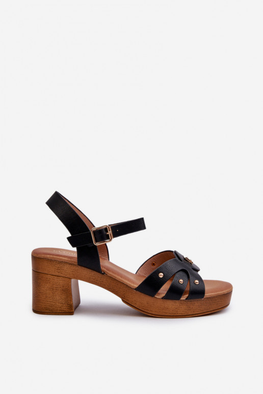 Sieviešu basenes ar papēdi no eko ādas Melns Assames