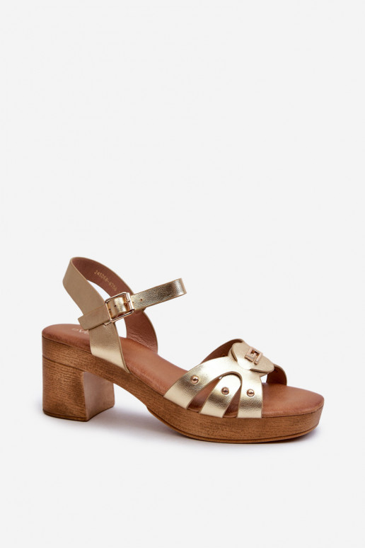 Sieviešu basenes ar papēdi no eko ādas Zelta krāsas Assames