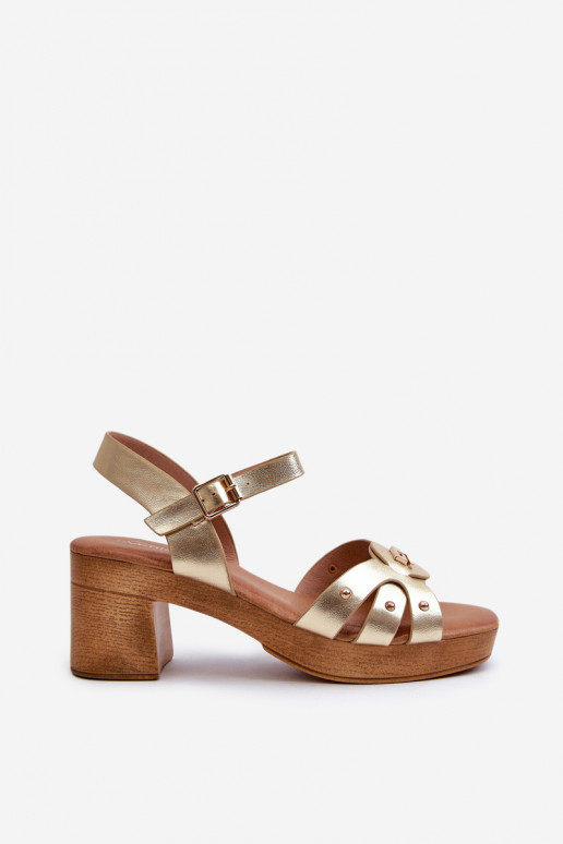 Sieviešu basenes ar papēdi no eko ādas Zelta krāsas Assames