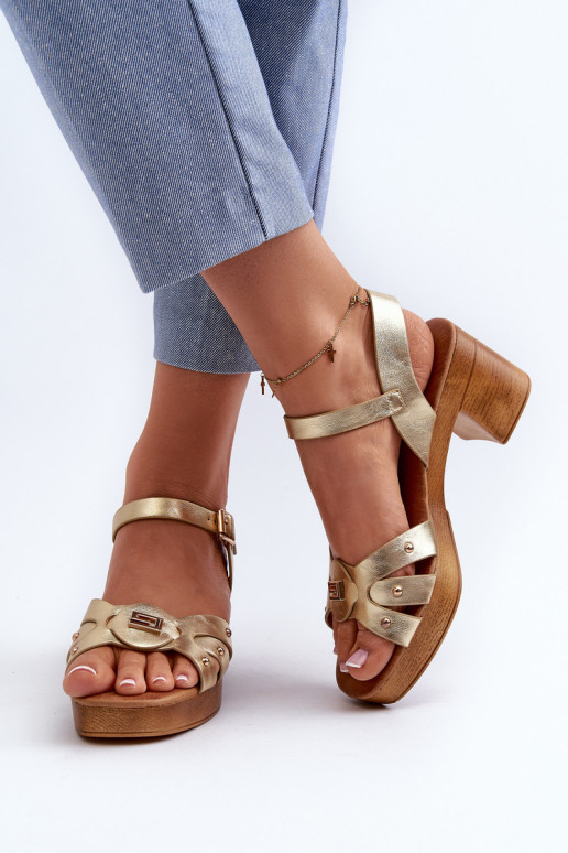 Sieviešu basenes ar papēdi no eko ādas Zelta krāsas Assames