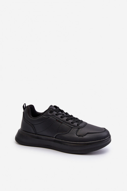 Sneakers modeļa apavi ar platformu no eko ādas melnas krāsas Uziran