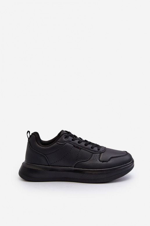 Sneakers modeļa apavi ar platformu no eko ādas melnas krāsas Uziran