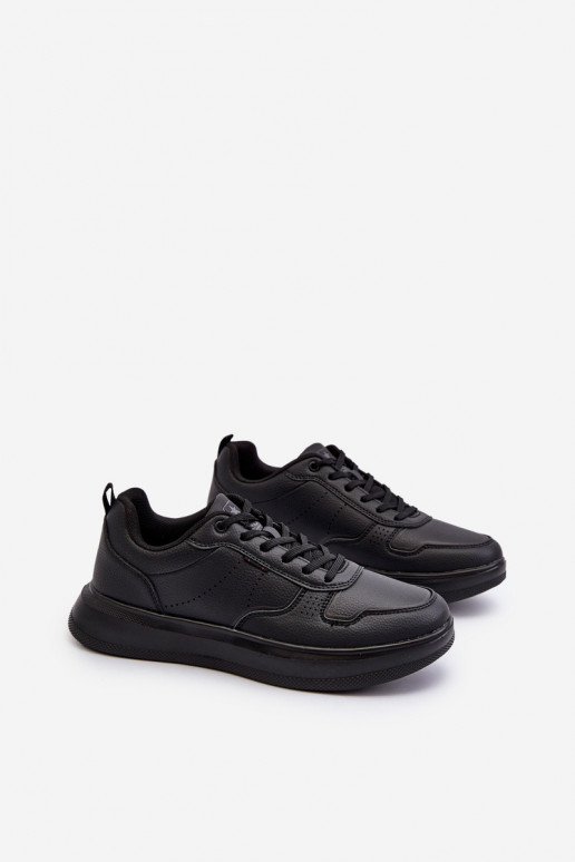 Sneakers modeļa apavi ar platformu no eko ādas melnas krāsas Uziran
