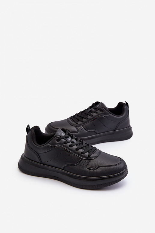 Sneakers modeļa apavi ar platformu no eko ādas melnas krāsas Uziran