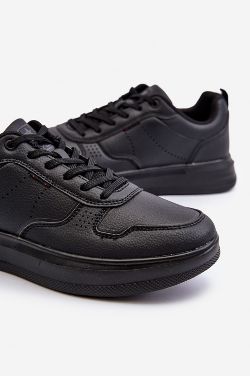 Sneakers modeļa apavi ar platformu no eko ādas melnas krāsas Uziran