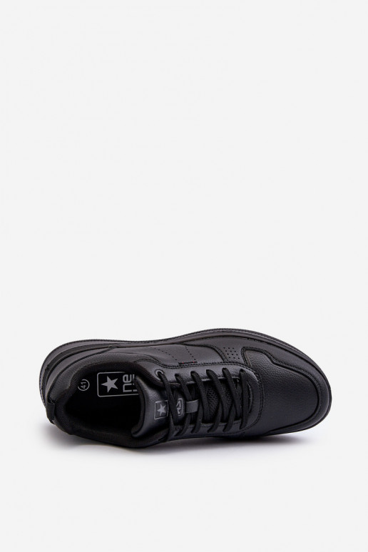 Sneakers modeļa apavi ar platformu no eko ādas melnas krāsas Uziran