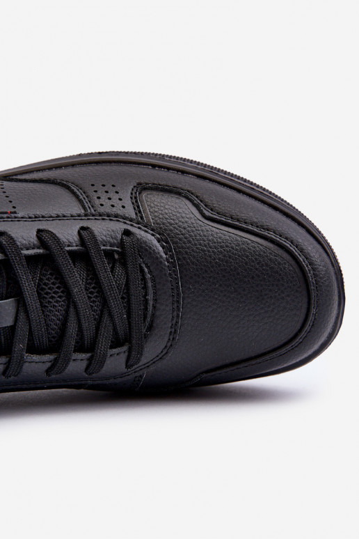Sneakers modeļa apavi ar platformu no eko ādas melnas krāsas Uziran