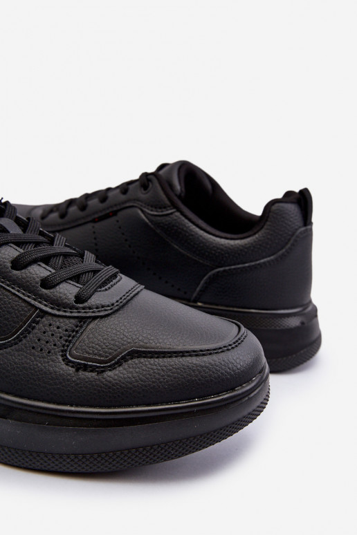 Sneakers modeļa apavi ar platformu no eko ādas melnas krāsas Uziran