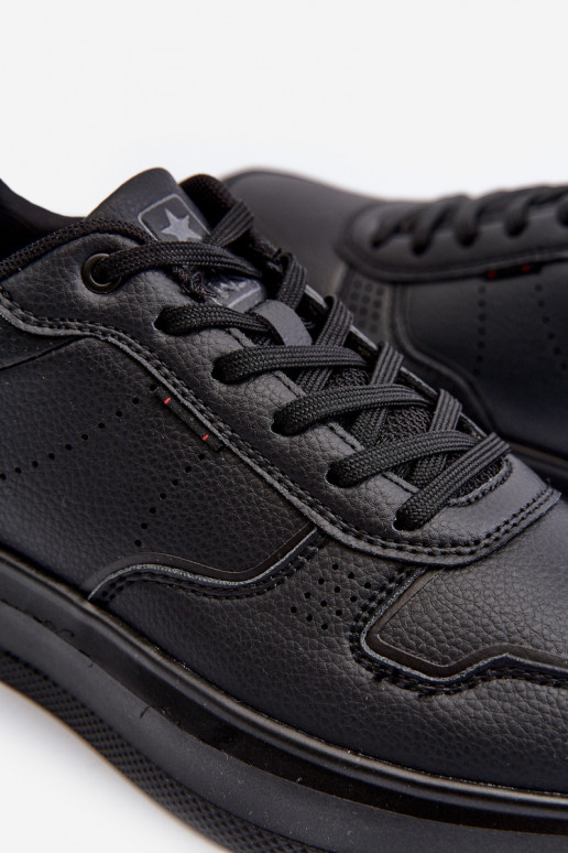 Sneakers modeļa apavi ar platformu no eko ādas melnas krāsas Uziran