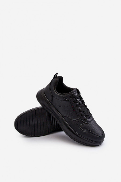 Sneakers modeļa apavi ar platformu no eko ādas melnas krāsas Uziran