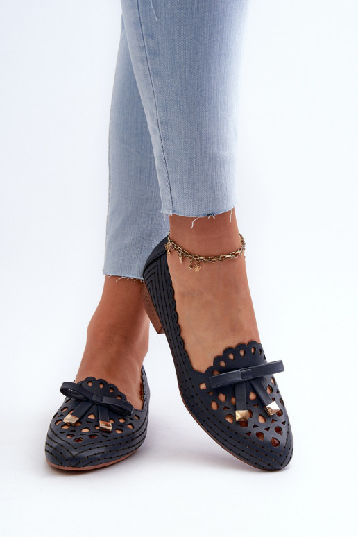 Ažūra balerīnas  ar bantītēm tumši zilas krāsas Nestavia