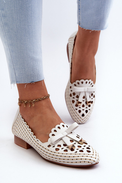 Ažūra balerīnas  ar bantītēm baltas krāsas Nestavia