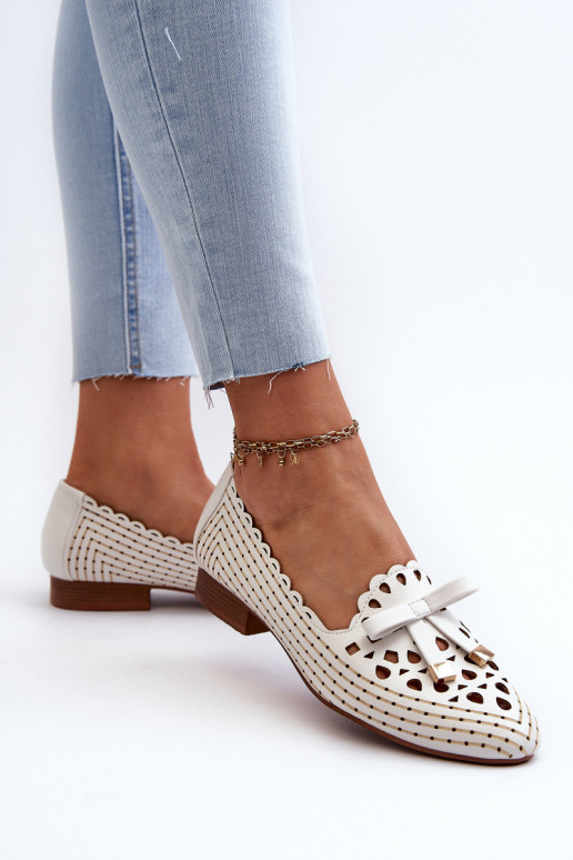 Ažūra balerīnas  ar bantītēm baltas krāsas Nestavia