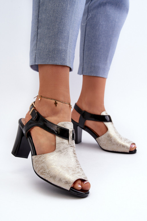 Sieviešu basenes no eko ādas Zelta krāsas-Melns Queenmarie