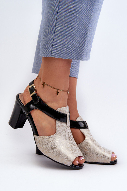 Sieviešu basenes no eko ādas Zelta krāsas-Melns Queenmarie