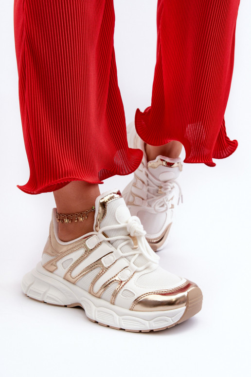 Sneakers modeļa apavi Baltas-Zelta krāsas Ahmani