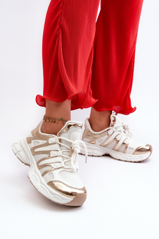 Sneakers modeļa apavi Baltas-Zelta krāsas Ahmani