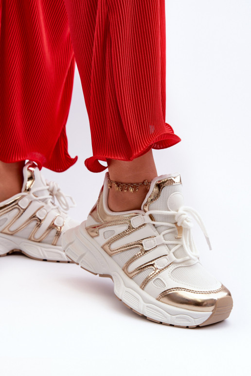 Sneakers modeļa apavi Baltas-Zelta krāsas Ahmani