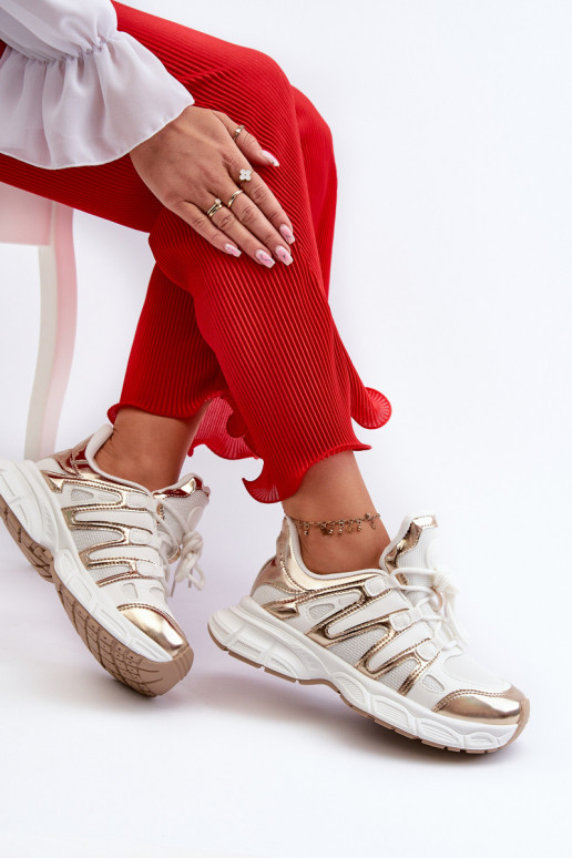 Sneakers modeļa apavi Baltas-Zelta krāsas Ahmani