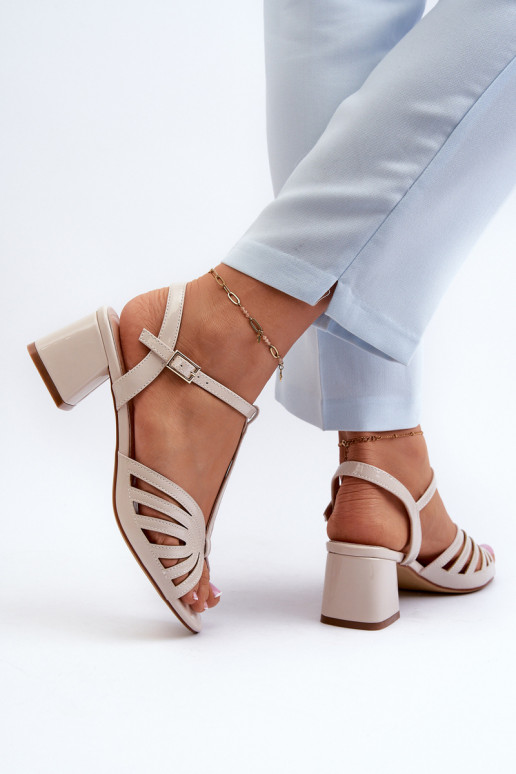 Laque  Elegantas augstpapēžu sandales Sergio Leone SK880 smilšu krāsas