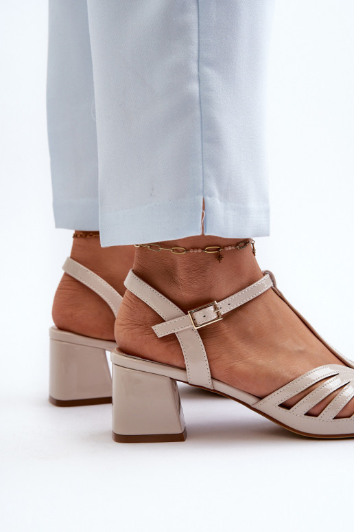 Laque  Elegantas augstpapēžu sandales Sergio Leone SK880 smilšu krāsas