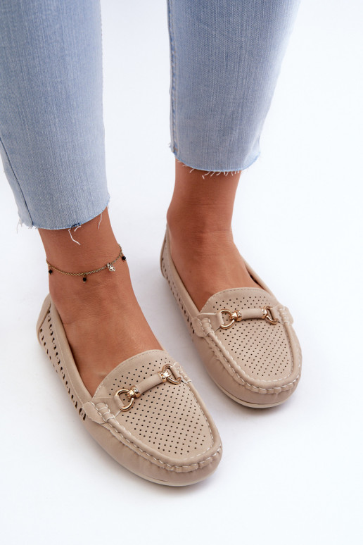 sieviešu mokasīni  ar ornamentiem smilšu krāsas Kaydance