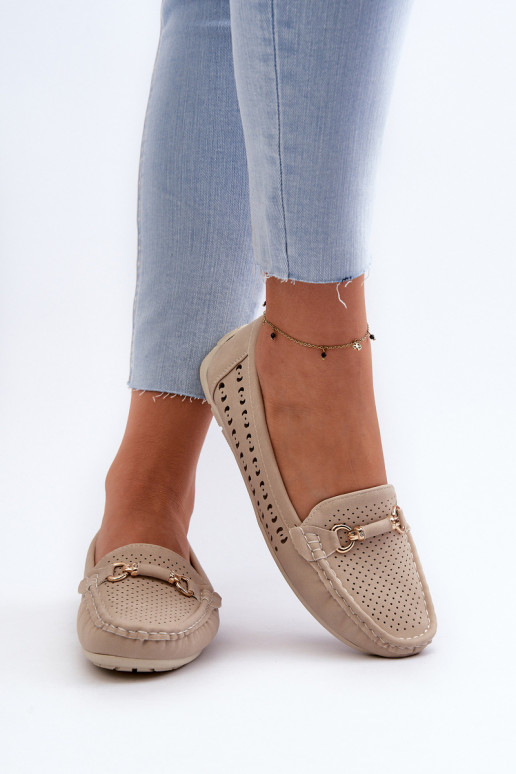 sieviešu mokasīni  ar ornamentiem smilšu krāsas Kaydance